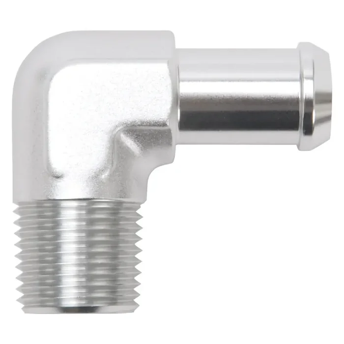Edelbrock 8179 Heater Hose End Fitting – 90 DEG with 1/2 NPT and 5/8 Barb.