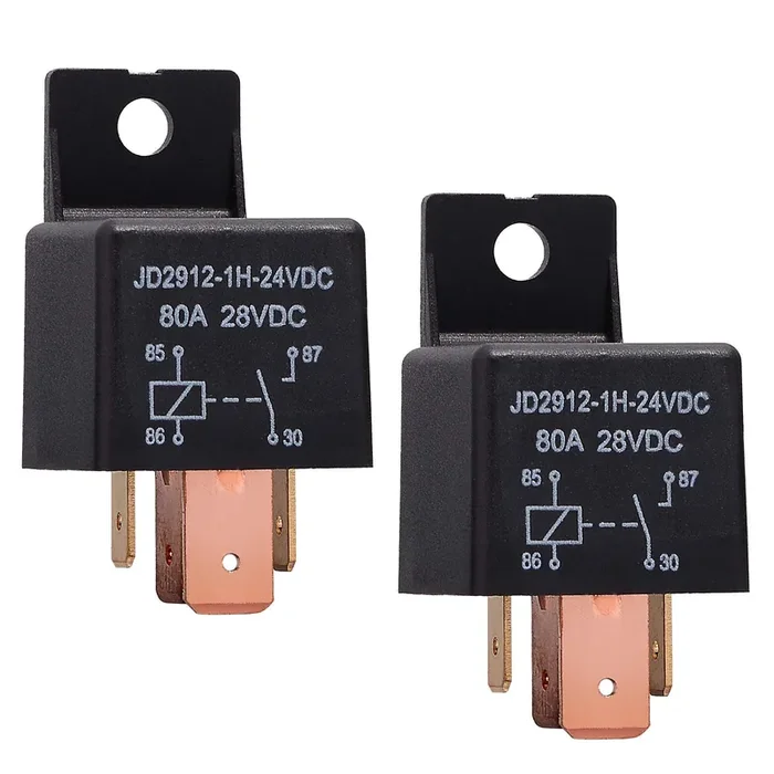 Ehdis 4-Pin Car Relay 24V 80A Relay On/Off Normally Open Car Truck Boat Spst Relays High Power Model Jd2912-1H-24Vdc 80A 28Vdc,Pack Of 2