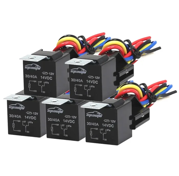 Epauto 30/40 Amp Relay Harness Spdt 12V, 5-Pin Spdt Bosch Style – 5 Pack
