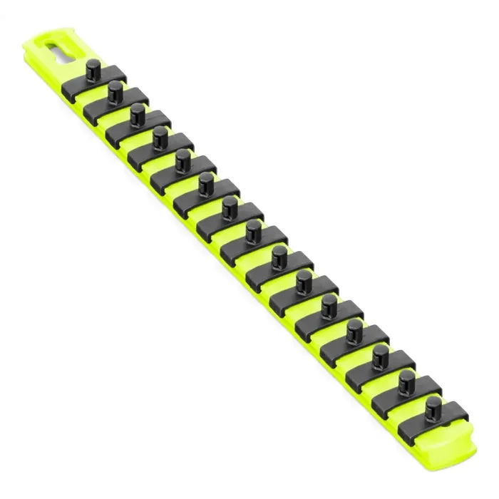 Ernst 13-Inch Socket Rail Organizer With 15 1/4-Inch Twist Lock Clips, High Visibility (8437Hv)