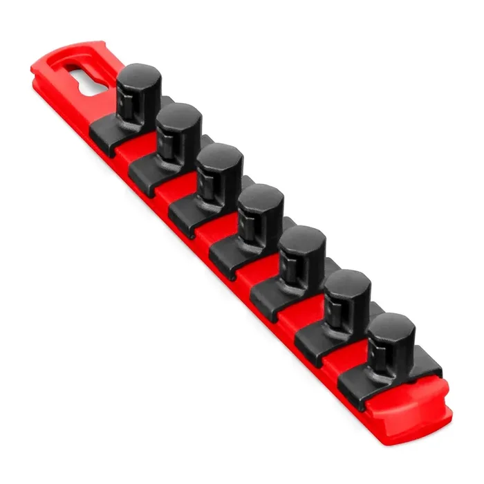 Ernst Manufacturing – 8412-Red-1/2 8-Inch Socket Organizer With 7 1/2-Inch Twist Lock Clips, Red