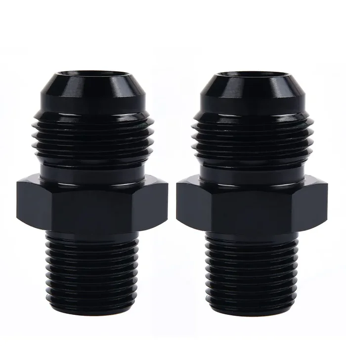 Evil Energy 10An Male Flare To 3/8‘‘ Npt Pipe Fitting Adapter Aluminum Straight Black 2Pcs