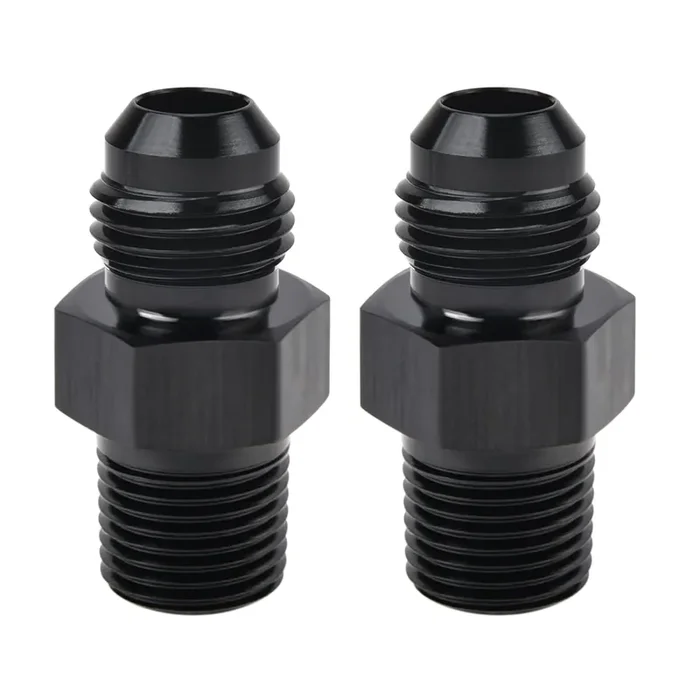 Evil Energy 6An Male Flare To 1/8‘‘ Npt Pipe Fitting Adapter Aluminum Straight Black 2Pcs