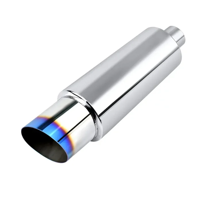 Evil Energy Exhaust Muffler, Stainless Steel Exhaust Tip, Universal 15‘ Length (Burnt, 2‘‘ Inlet 3‘‘ Outlet)