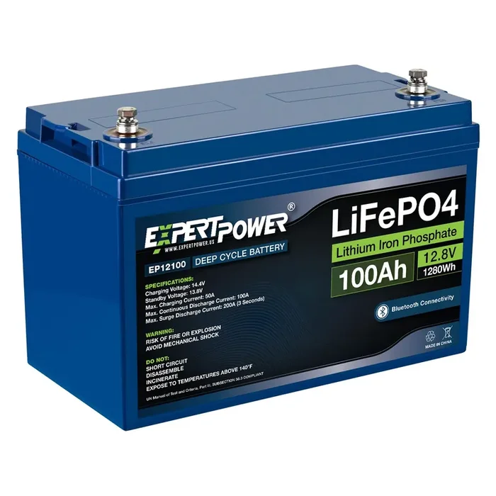 Expertpower 12V 100Ah Lithium Lifepo4 Deep Cycle Rechargeable Battery Bluetooth 2500-7000 Life Cycles & 10-Year Lifetime Built-In Bms Rv, Camper, Solar, Trolling Motor, Overland, Off-Grid