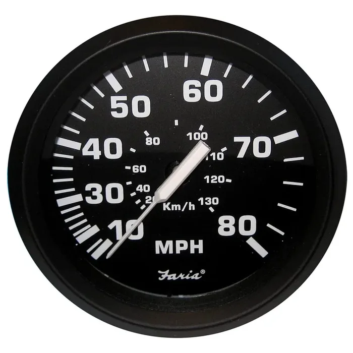 Faria Beede Instruments 32812 Faria Euro Black 4‘‘ Speedometer 80Mph Mechanical