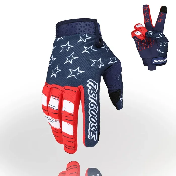 Fastgoose Motorcycle Gloves Drit Bike Gloves Motocross Gloves For Men Women,Breathable Lightweight Off-Road Gloves For Atv Bmx Mtb Racing (Blue/Red, Large)