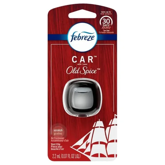 Febreze Car Odor-Eliminating Air Freshener Vent Clip, Original Old Spice Scent, 1 Count