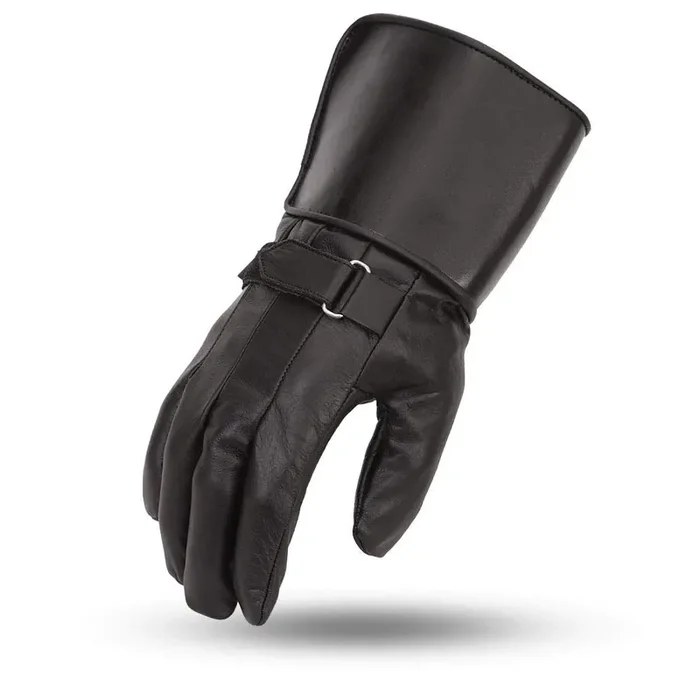 First Mfg Co – Thanos – Men‘S Motorcycle Biker Riding Black Leather Gloves – Extra Small – Adjustable Strap