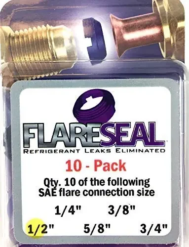 Flareseal 12A – 10 Pack – Fs08-10Pk – Sae Flare Seal Fitting – Refrigeration, Hvac, Ductless, Schrader Valve Or Mini Split Appli