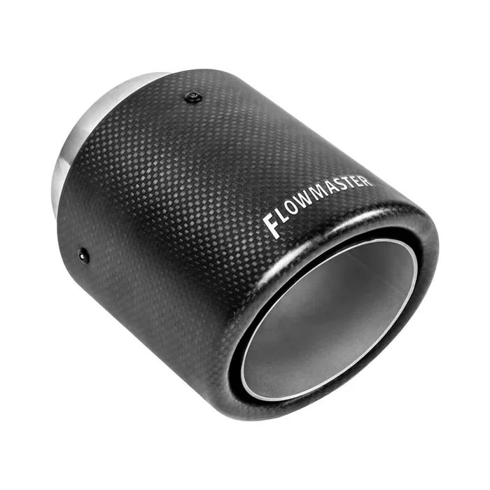 Flowmaster Exhaust Tip – 4 in. Rolled Angle Carbon Fiber Fits 3 in. Tubing – Weld On