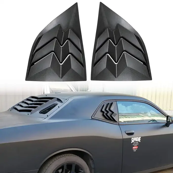 For 2008-2024 Dodge Challenger Side Window Scoop Louvers, Abs Window Visor Cover, Sun Rain Shade Vent Matte Black