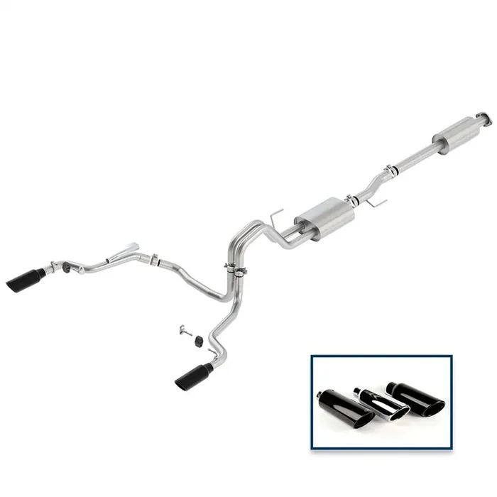 Ford Performance M-5200-F1550DSBA 2015-18 F-150 5.0L CAT-BACK SPORT EXHAUST SYSTEM – REAR EXIT, BLACK CHROME TIPS