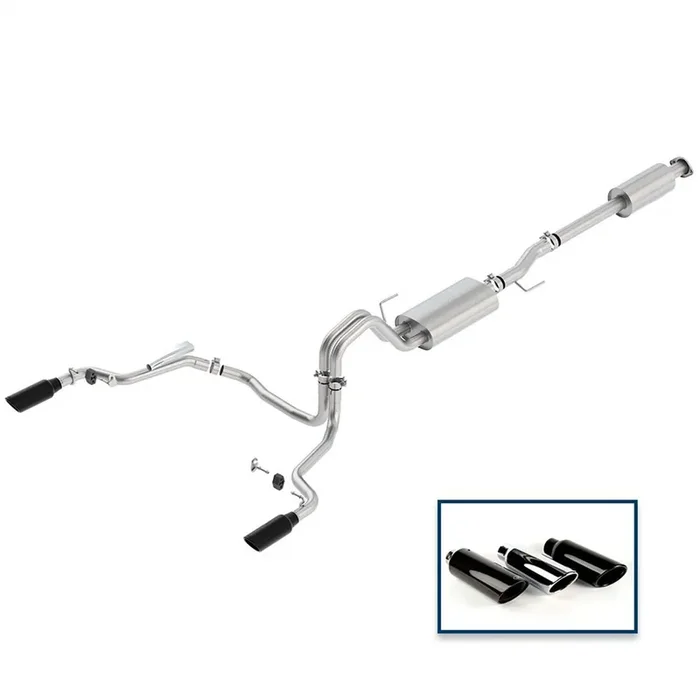 Ford Performance M-5200-F1550DTBA 2015-18 F-150 5.0L CAT-BACK TOURING EXHAUST SYSTEM – REAR EXIT, BLACK CHROME TIPS