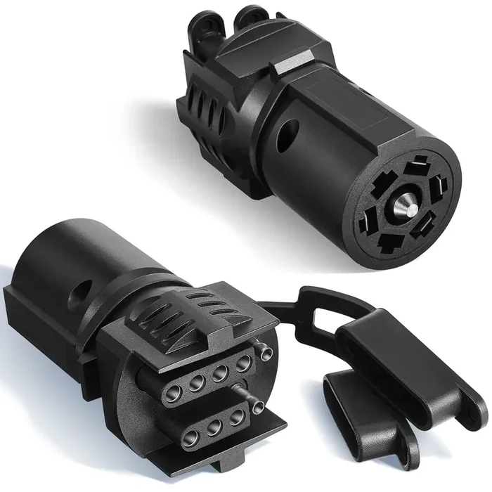 Frienda 2 Pieces 4 Pin To 7 Pin Adapter Trailer Light Plug Adapter 7 Pin Round To 4 Pin 5 Pin Flat Blade Trailer Weatherproof Ca