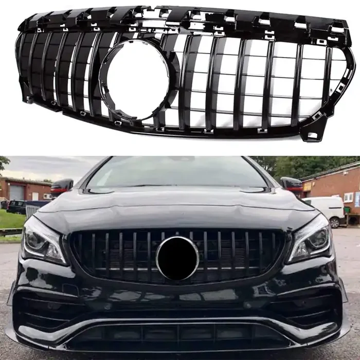 Front Racing Grills Suitable For Mercedes W117 Cla Class Cla200 Cla250 Cla45 Amg 2013-2019 (Black)