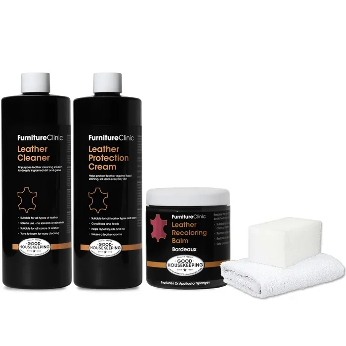 Furniture Clinic Leather Complete Restoration Kit With Leather Recoloring Balm, Cleaner, 2-In-1 Protection Cream & Conditioner