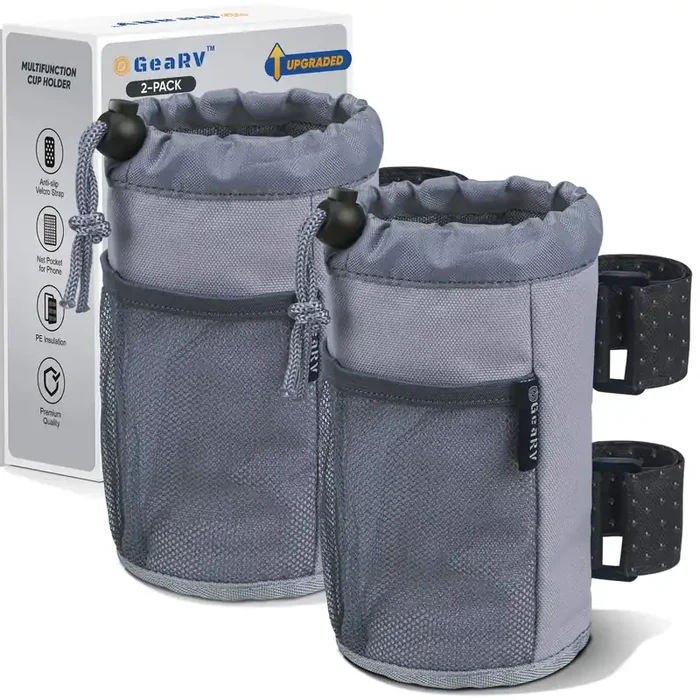 Gearv 2Pack Cup Holder For Bike, Scooter And Wheelchair, Water Bottle Holder For Utv/Atv, Walker, Golf Cart And Beach, Universal