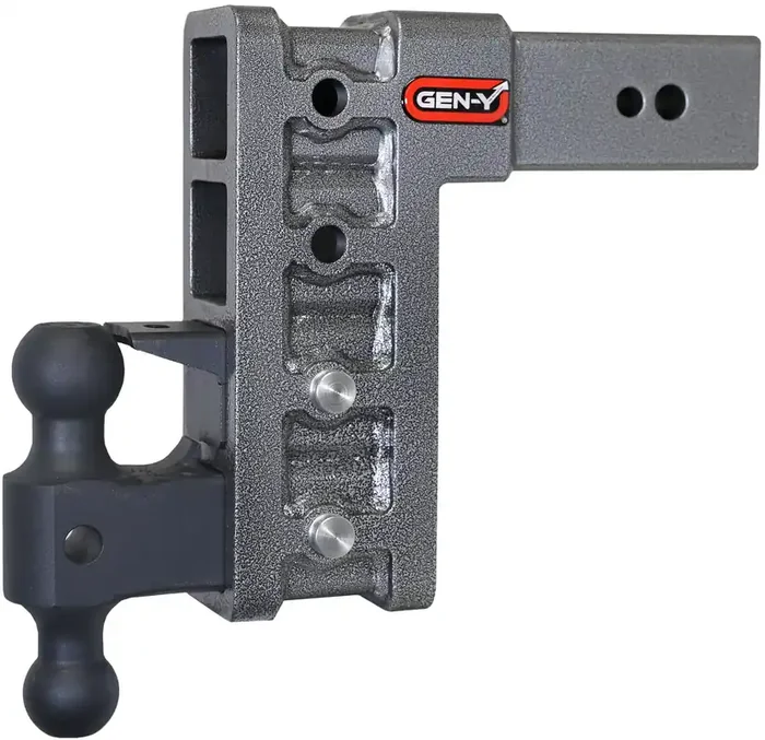 Gen-Y Gh-1724 Mega-Duty Adjustable 9‘‘ Drop Hitch With Gh-0161 Dual-Ball, Gh-0162 Pintle Lock For 3‘‘ Receiver – 32,000 Lb Towin