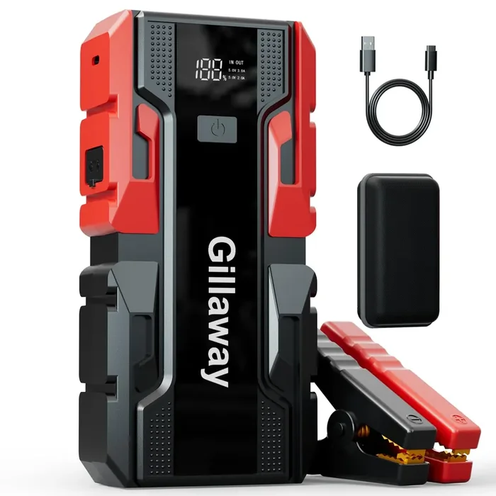 Gillaway 001B 3000A Car Jump Starter – 12V Battery Charger for 9.0L Gas & 7.0L Diesel Engines, USB 3.0 Power Bank
