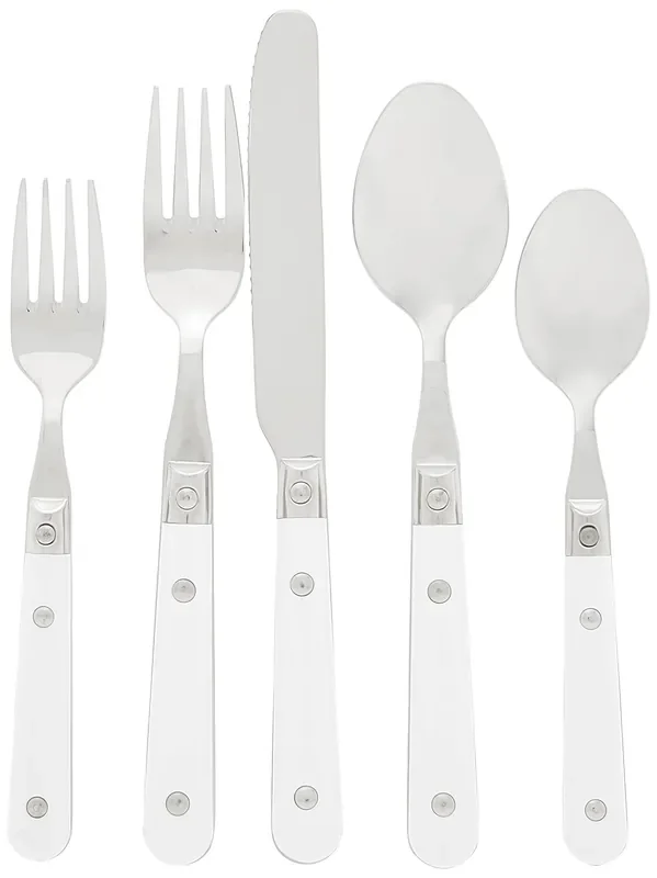 Ginkgo International Le Prix Stainless Steel Dishwasher-Safe 30Piece Flatware Set, Service For 6, White,22703