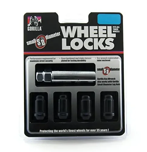 Gorilla Automotive 21631Bc Black Chrome Small Diameter Wheel Locks (12Mm X 1.50 Thread Size)