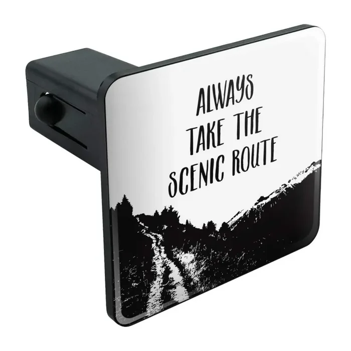 Graphics & More Always Take The Scenic Route Hiking Travel Tow Trailer Hitch Cover Plug Insert 1 1/4 Inch (1.25‘‘)