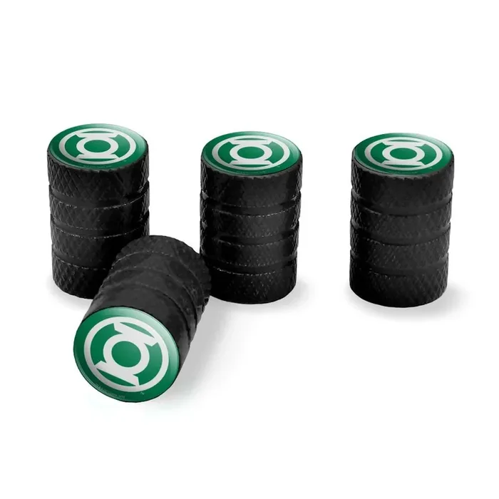 Graphics & More Green Lantern White Logo Tire Rim Wheel Aluminum Valve Stem Caps