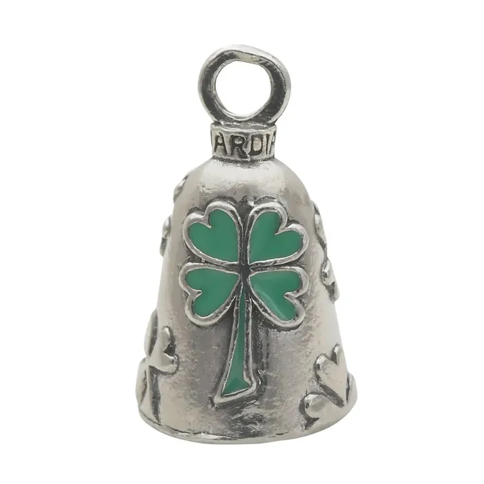 Guardian Bell Shamrock Good Luck Bell W/Keyring & Black Velvet Gift Bag Motorcycle Bell Lead-Free Pewter Made In Usa