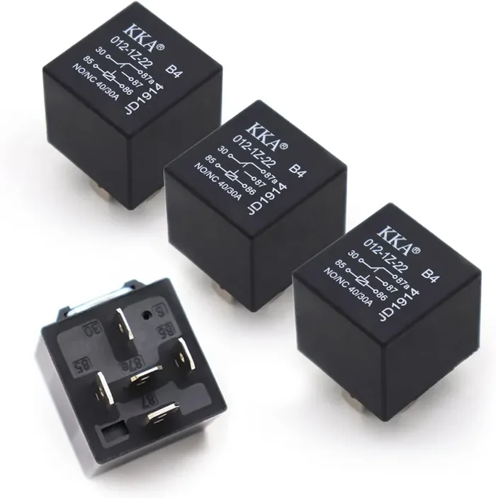 Gunhunt 4 Pcs 40A Automotive Relays, Car Relay Switch, 5 Pin Relay, 12V Waterproof Car Relay, Trim System Components, Replacement For Car Boat Outboard Motor (Black)