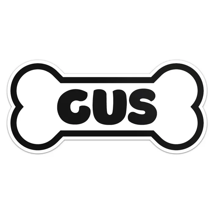 Gus Dog Name Sticker – Waterproof Vinyl Decal For Car Bumper, Laptop, Water Bottle, Wall, And Window, Size – 8‘‘ Longer Side