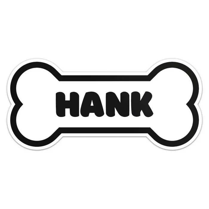 Hank Dog Name Sticker – Waterproof Vinyl Decal For Car Bumper, Laptop, Water Bottle, Wall, And Window, Size – 5‘‘ Longer Side