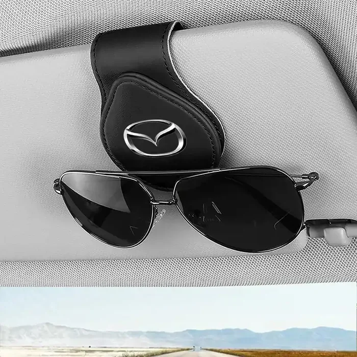 Hapizwlu Sunglasses Holder For Car Leather Glasses Frame, Eyeglass Hanger Card Clip Car Sun Visor Accessories Compatible With Ma