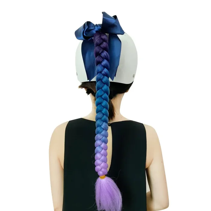 Hhongjm Helmet Hair Helmet Pigtails Gradient Ramp Helmet Braids Ponytail With Suction Cup For Motorcycle Bike 1Pc (Helmet Not In