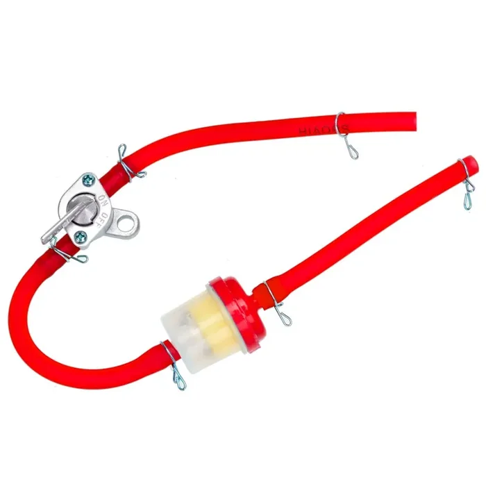 Hiaors Red Gas Fuel Hose Oil Filter Clamps Inline Fuel Shut Off Valve Petcock Petrol Switch For 50Cc 70Cc 110Cc 125Cc 150Cc 250Cc Baja 90Cc Ba150 Chinese Atv Four Wheeler Apollo Pit Dirt Bike Go Kart