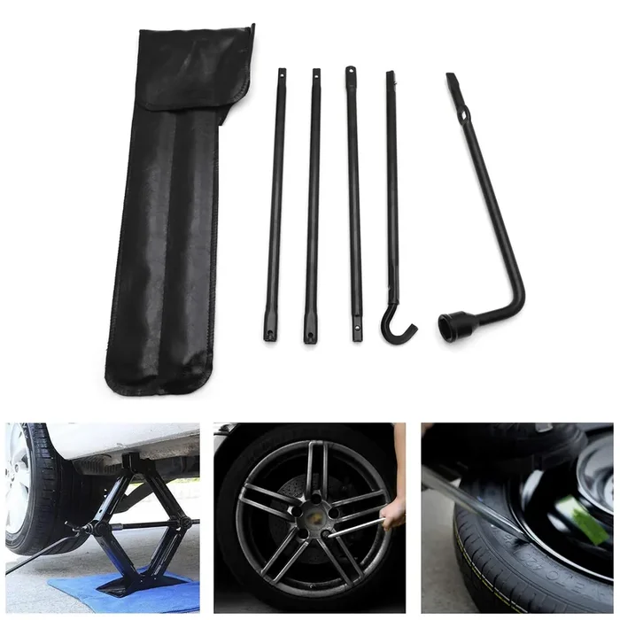 Httmt- Black Spare Tire Lug Wrench Kit Compatible With Ram 1500 2002-2015 Pickup Repair Change Tool Kit [P/N Et-Car-Tire001-Bk]