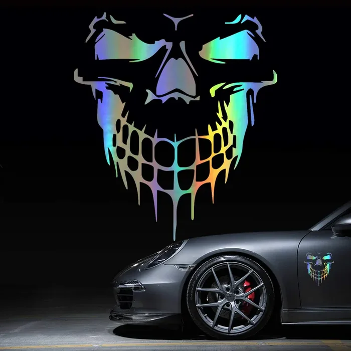Hungmieh Skull Stickers And Decals For Car Windows Doors And Trucks, 3D Skull Decals And Signs For Car Styling, Laser Skull Bump