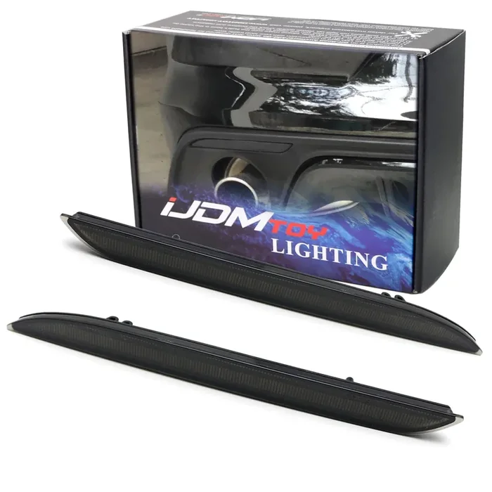 Ijdmtoy Black Smoked Lens Rear Bumper Reflector Lenses Compatible With 2015-2017 Ford Mustang, Oe-Spec Lh Rh Assembly