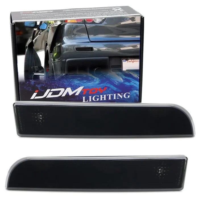 Ijdmtoy Smoked Lens Rear Bumper Reflector Lenses Compatible With 2008-2016 Mitsubishi Lancer, Evolution Evo 10 X, Oe-Spec Lh Rh Assembly