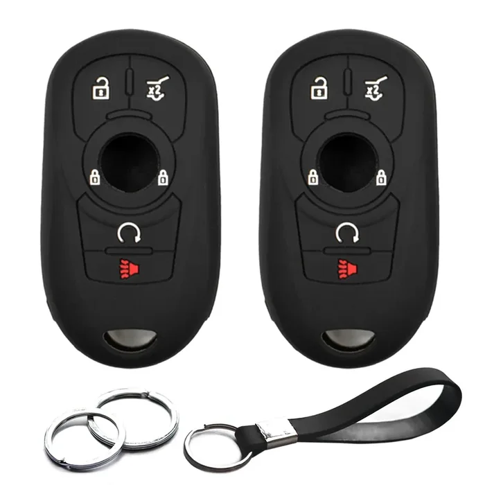 Infipar 2Pcs Compatible With Buick Enclave Encore Gx Envision Lacrosse Regal Sportback Tourx Chevrolet Chevy Traverse Gmc Terrain Black Key Fob Cover Case Key Chain Protector Remote Shell