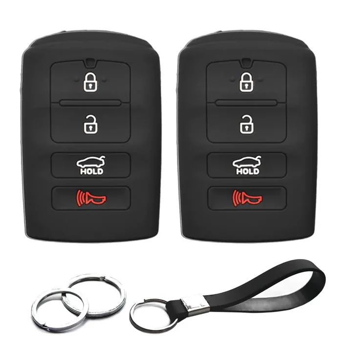 Infipar 2Pcs Compatible With Kia Cadenza K7 Kia K900 K9 Smart 4 Buttons Key Fob Cover Case Key Chain Protector Keyless Remote Ho