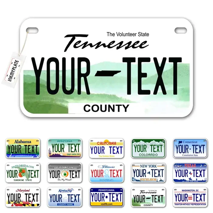 Inkmyplate Personalized Tennessee Small License Plate Motorcycle 7X4 In 3 Sizes Custom License Plates For Kids Bicycles