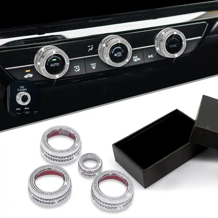 Interior Decorated Button Knob Covers, Bling Car Accessories Ac Knob Covers, Air Condition Knob Switch Trim, Interior For Car Air Condition Switch Volume Control Trim Compatible With 2022 11Th Civic