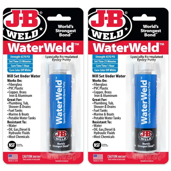 J-B Weld Waterweld, 1 Hour Cure, Epoxy Putty Stick – 2 Pack, Off-White (8277-2)