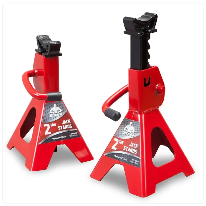Jack Boss Jack Stands 2 Ton (4,400 Lbs) Low Profile Lifting Car Stand, Fit Use For Cars Automotive Sedans, Red, 2 Pack
