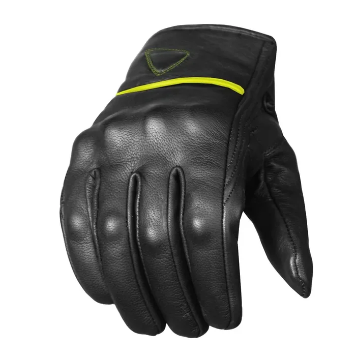 Jackets 4 Bikes Men‘S Premium Leather Street Motorcycle Protective Cruiser Biker Gel Gloves Blackgreen M