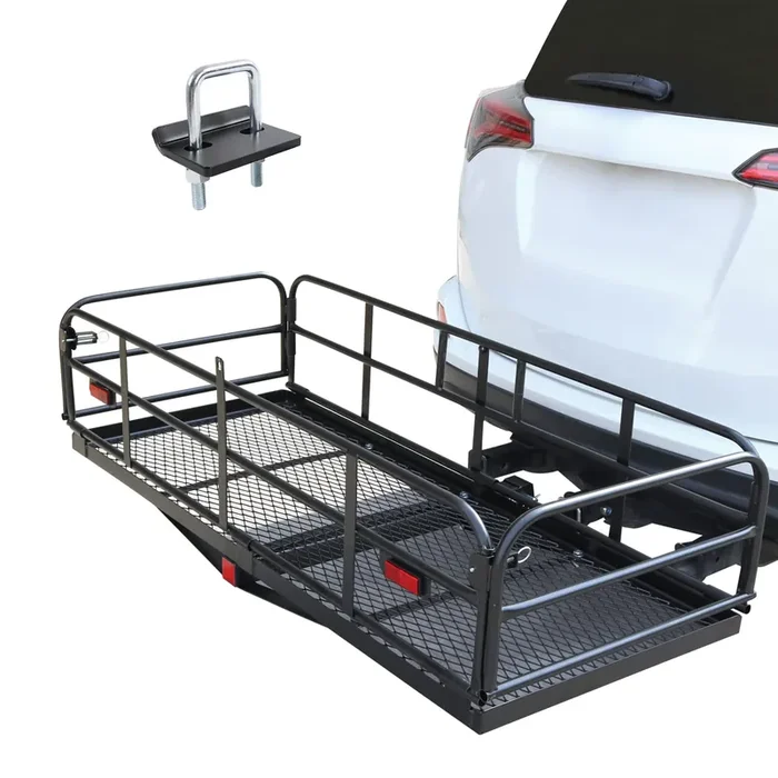 Jdmspeed Hitch Mount Cargo Carrier Car Storage Hitch 400 Lbs 60‘ X 24‘ X 14.4‘ Folding Vehicle Cargo Rack Rear Luggage Basket Fits 2‘ Receiver Stabilizer For Car Suv,Trailer,Pickup Truck