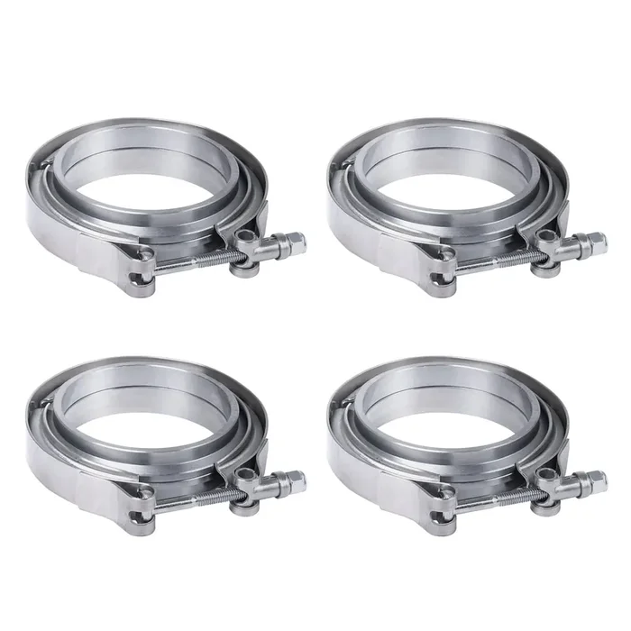 Jdmspeed New Stainless Steel 2.5‘‘ V-Band Flange & Clamp Kit 4 Pcs Replacement For Turbo Exhaust Downpipes (4)