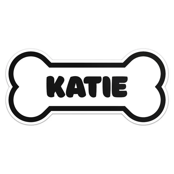 Katie Dog Name Sticker – Waterproof Vinyl Decal For Car Bumper, Laptop, Water Bottle, Wall, And Window, Size – 6‘‘ Longer Side