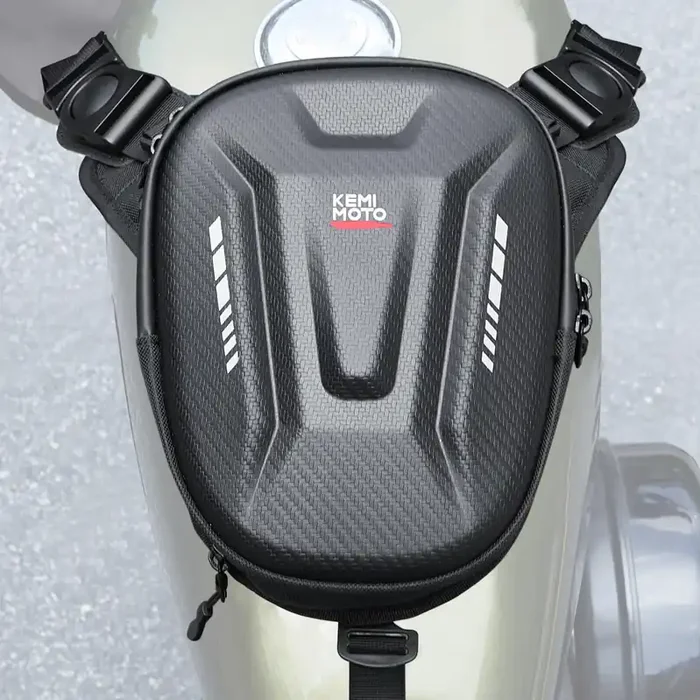 Kemimoto Motorcycle Tank Bag, Eva Hard Shell Thigh Bag Drop Leg Bag Magnetic Motorcycle Waist Bag For Men Women Cycling Hiking Running 12L Black